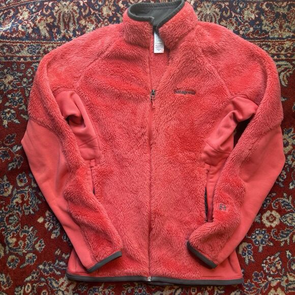 Women’s Y2K Patagonia Pink Fur Fleece Full Zip Cute Jacket Size M - Picture 1 of 4